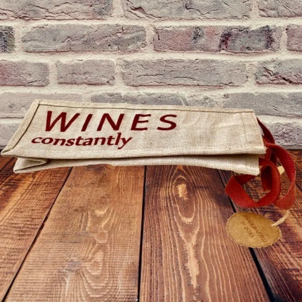 Burlap Wine Tote Gift Bags WINES CONSTANTLY NEW